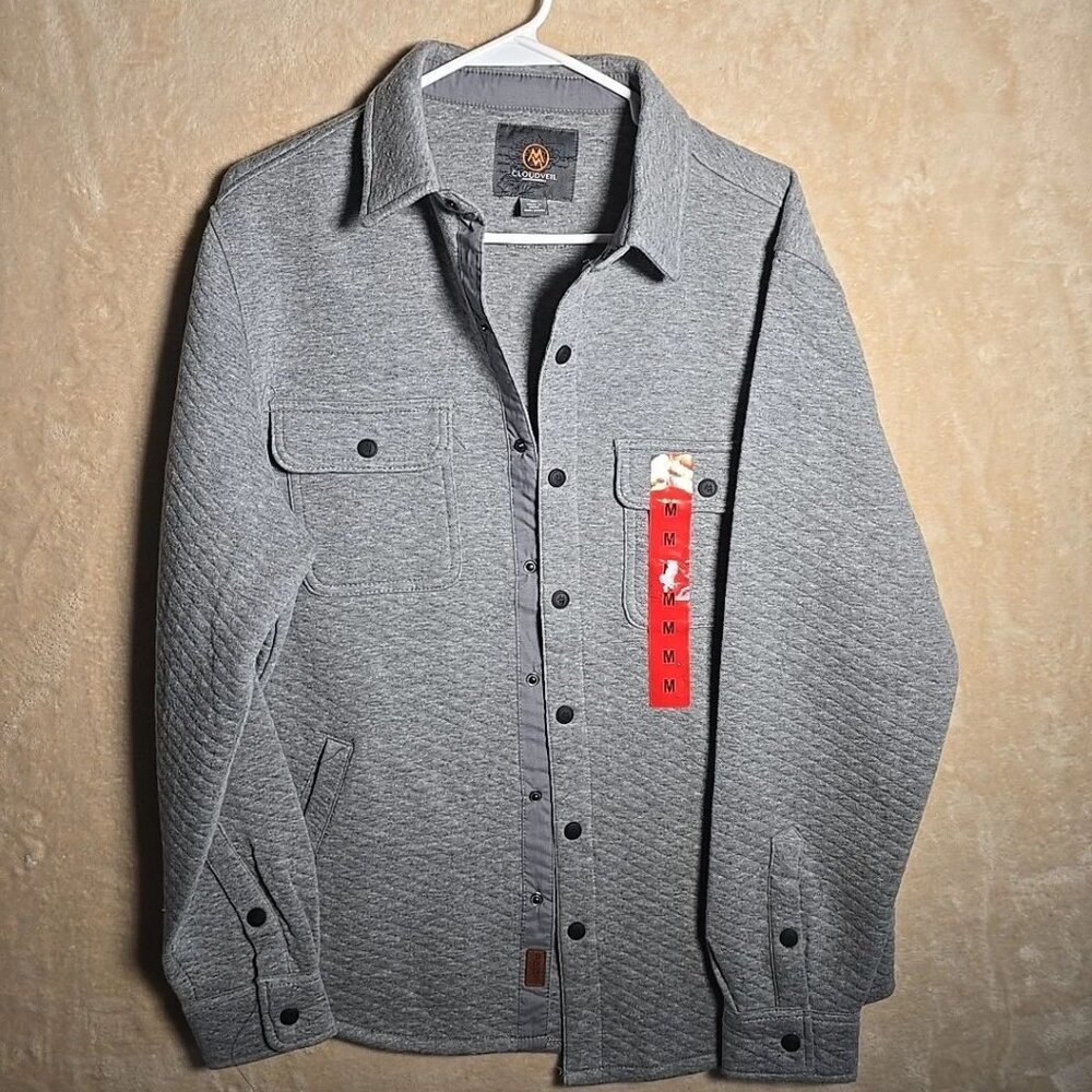 Cloudveil‎ Quilted Shirt Jacket Shacket Men’s Medium Gray Snap Front Coat 160